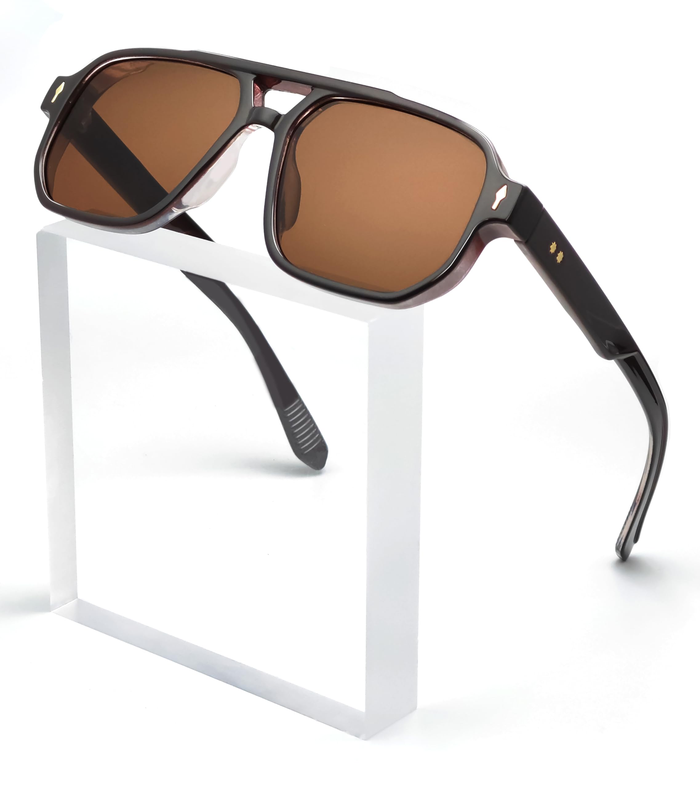 SHEEN KELLYSHEEN KELLY Retro Square Flat Top Sunglasses For Men Women Trendy Rectangle Pilot 80s Shades Eyewear