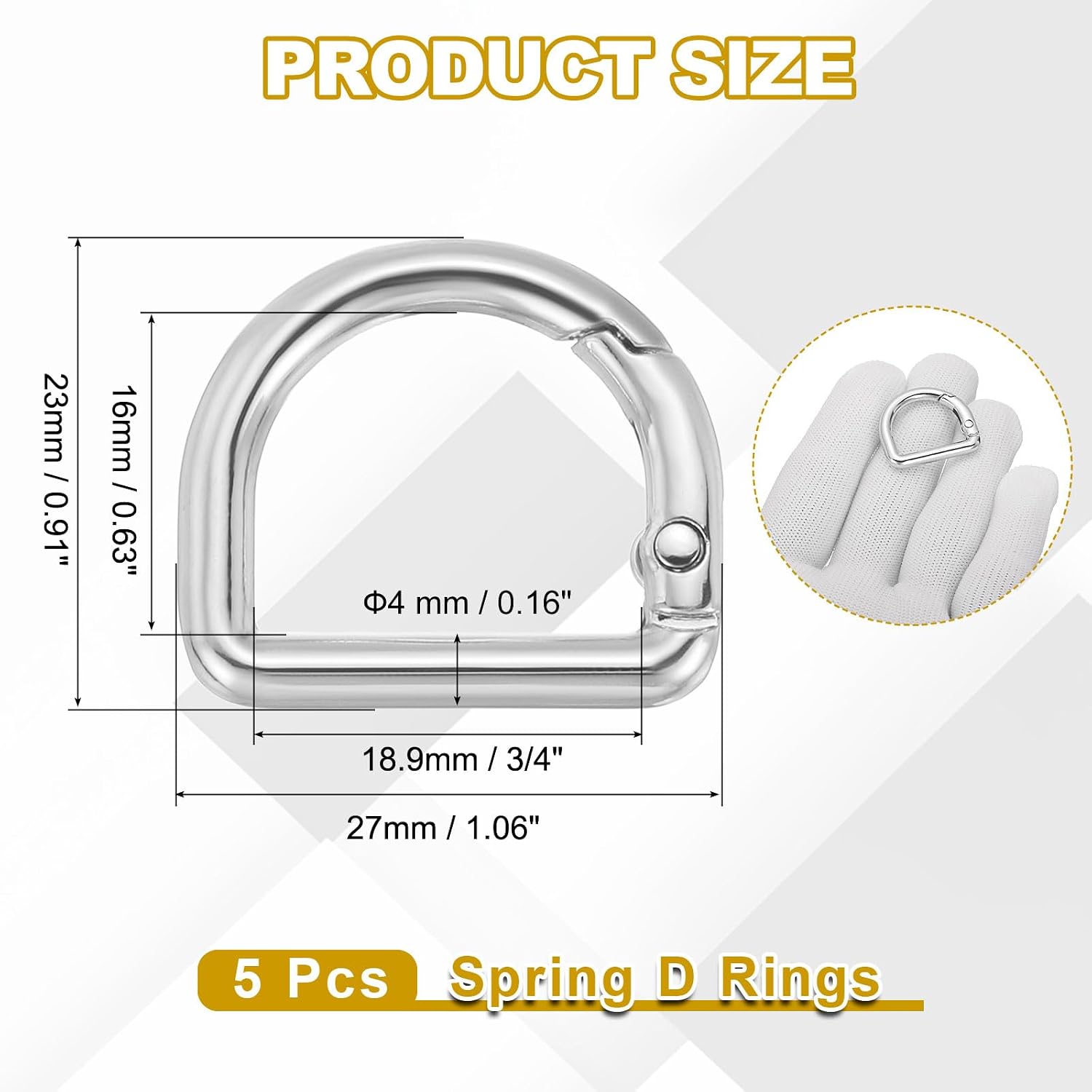 PATIKIL Spring D Rings Metal Solid D Buckle Spring Key Hooks image 2