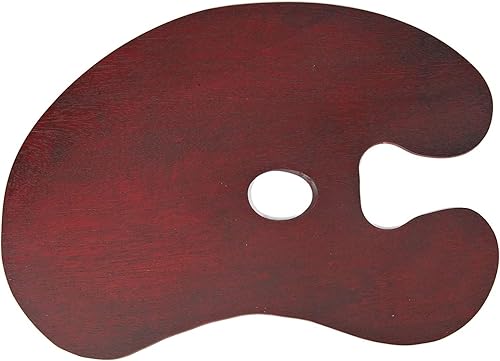 KIILOMP Paleta de pintura de madera de 16 x 12 pulgadas, paleta de aceite en forma de riñón, paleta de pintura mezclada con agujero para el pulgar
