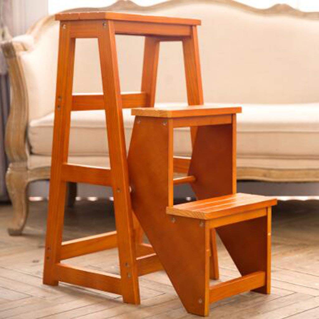 Cxvhsertwr Walnut Ladders For Home, Outdoor Home Dual-Purpose Step Stool(Walnut)