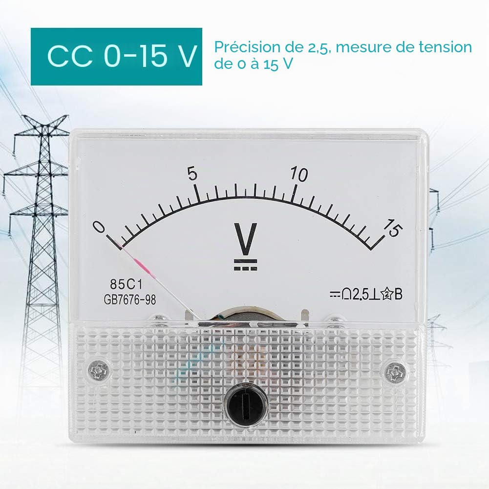 Tbest Voltmètre 0 À 10 Volt DC Aiguille, Amperemètre 12V, Compteur de Tension CC, Tension de Voltmètre de Courant CC Analogique 85C1 2,5 Précision