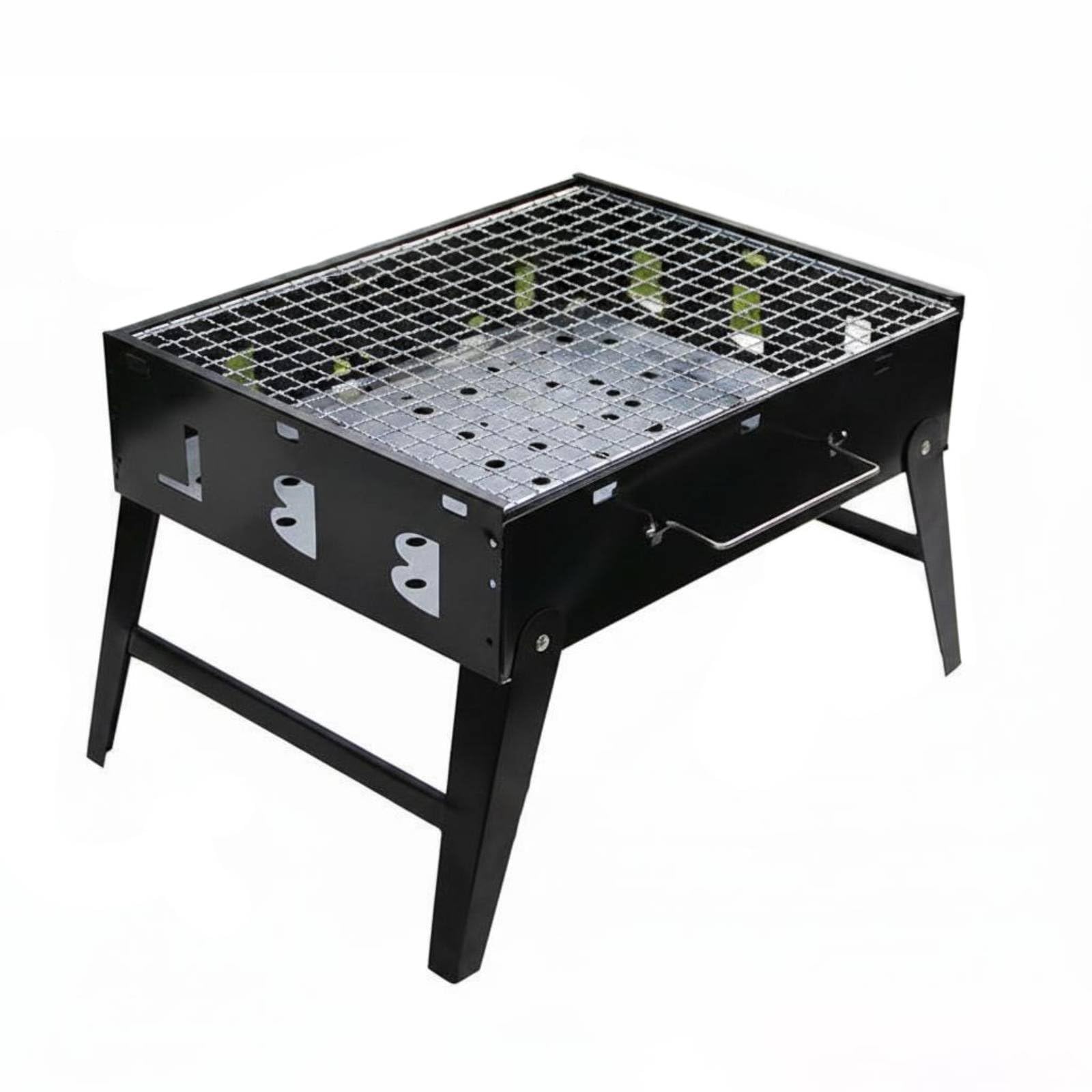 Griglia a Carbone Portatile Graticola Pieghevole Braciere Acciaio Griglia Barbecue da Tavolo Struttura Valigetta Manico Integrato Montaggio Semplice