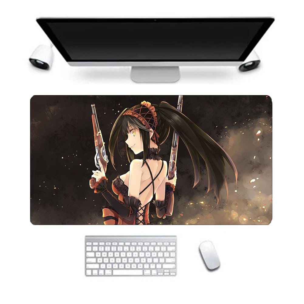Zhongkaihua Date A Live Anime Gaming Mouse Pad, Tokisaki Kurumi Yatogami Toka 400 * 700mm Extended Large Non-Slip Rubber Mouse Mat, Desk Pad for Office Desk Office