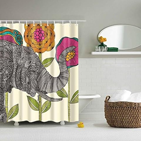 Cortina de ducha de JameStyle26 con impresión digital, incluye anillas de cortina, antimoho, diseño de playa, oriental, animales Cover