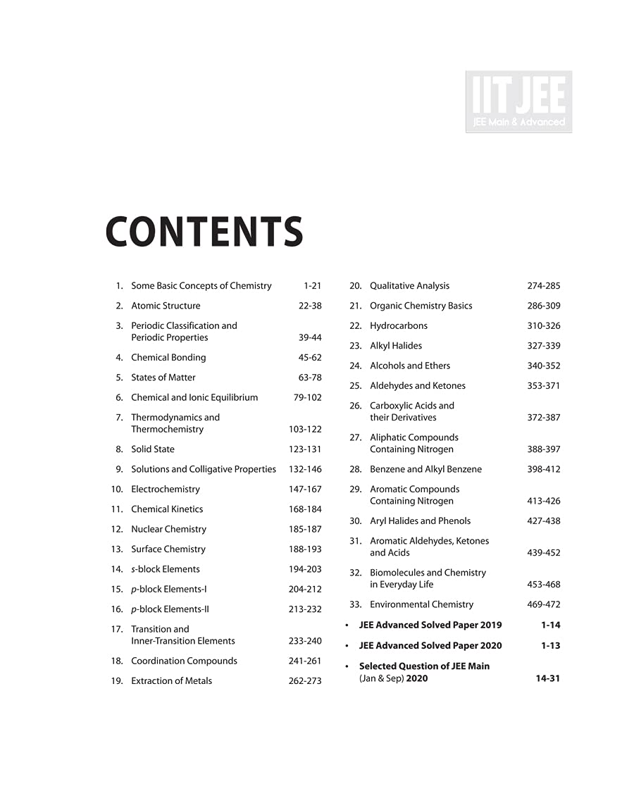 42 Year's Chapterwise Topicwise Solved Papers (2020-1979) IIT JEE Chemistry (Old Edition) 1