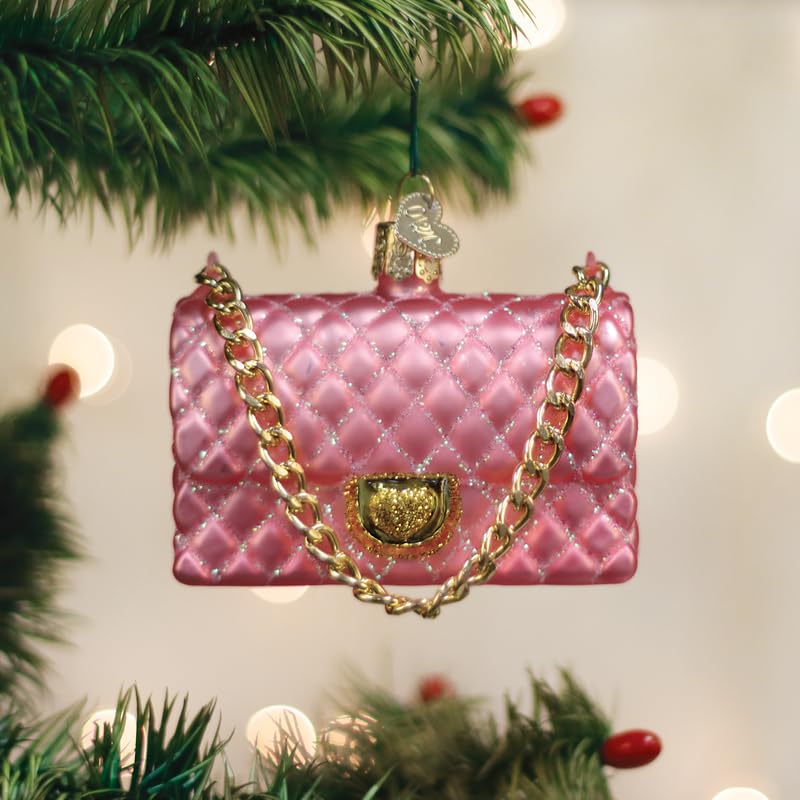アスティエ　クリスマスオーナメント　LUXURY HANDBAG Amazon.com: Old World Christmas Quilted Purse Glass Blown Ornament