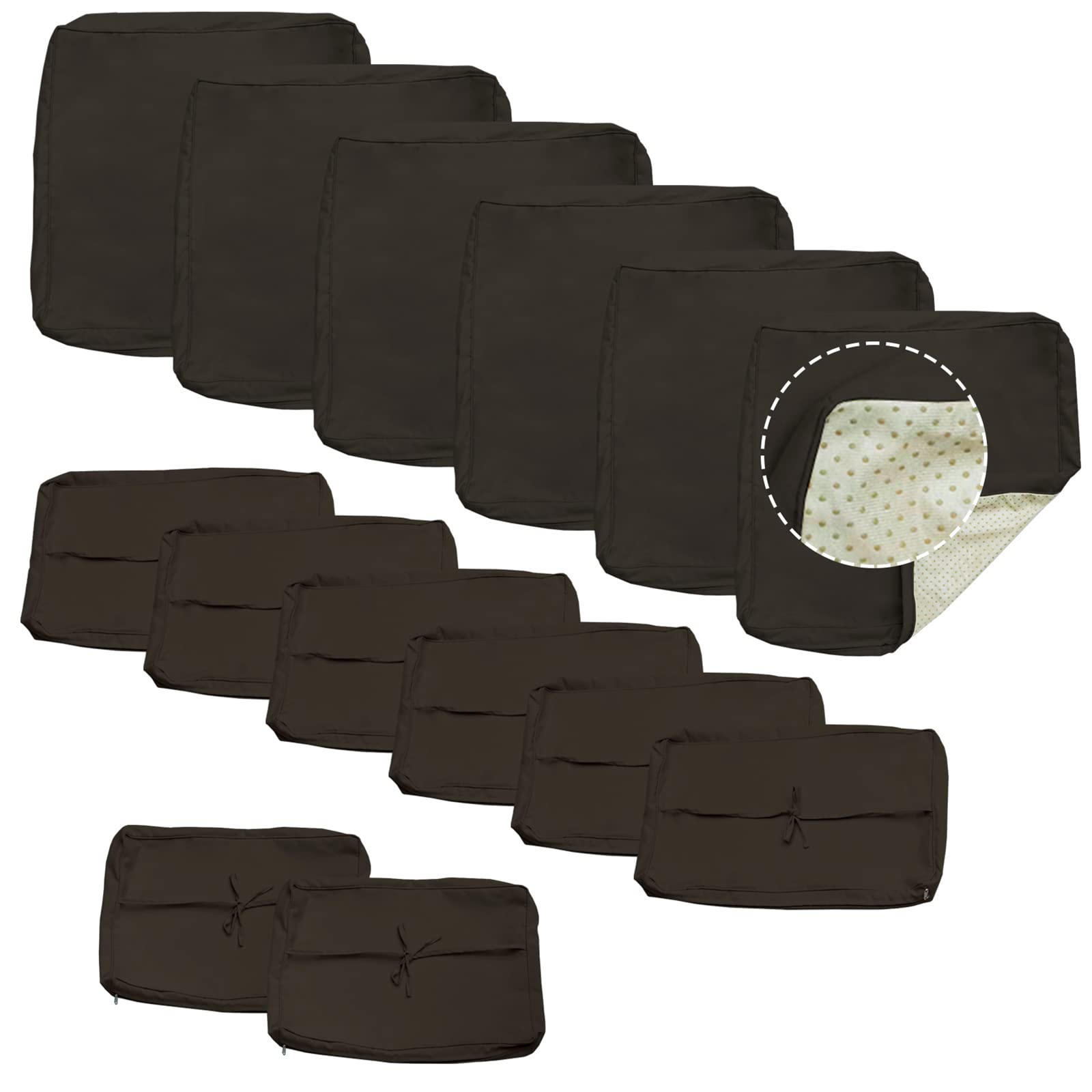 Photo 1 of *INCOMPLETE* Bextile 14 Piece Outdoor Patio Cushion Covers Replacement, Outdoor Cushion Slipcovers, Water-Resistant Patio Furniture Cushion Covers with Zipper… (Coffee)