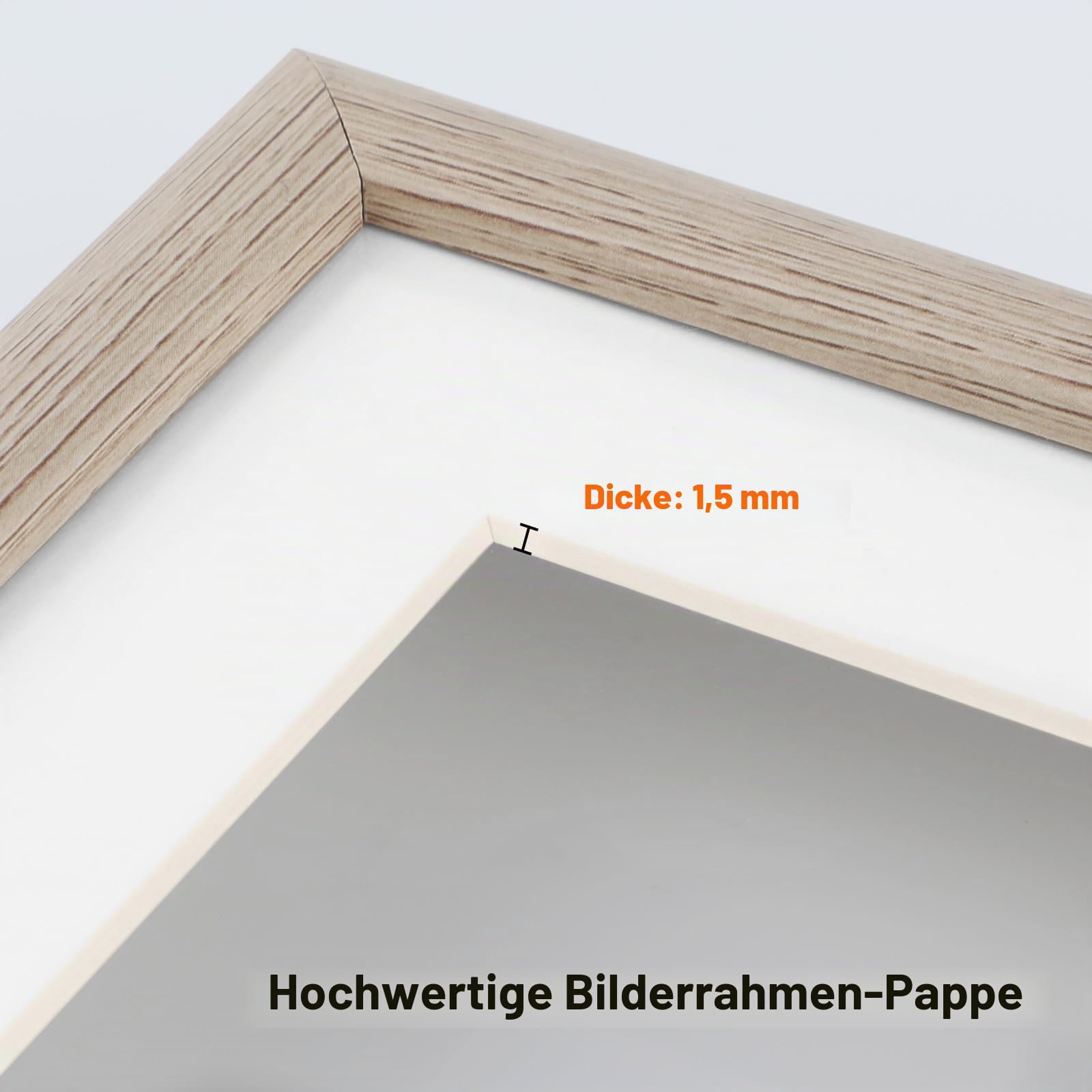 Passepartout Karton DIN A2 (42x59,4 cm) für Bildformat A3 (29,7x42 cm), Passepartout 42x59,4 cm Außenmaße Innengröße 29,7x42 cm für Bilder, Fotos, Kunstdrucken - Weiß/ 1,5 mm