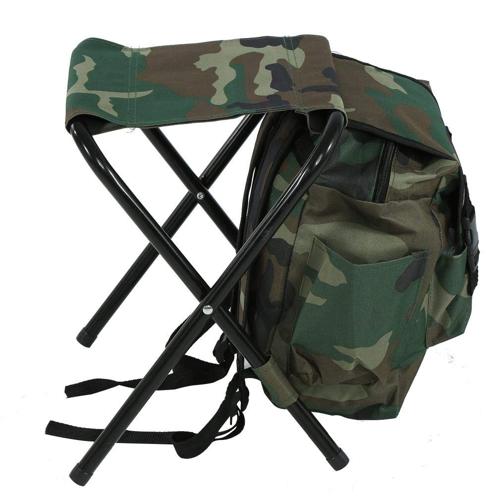 VGEBY Camouflage Fishing Folding Chair, Portable Stool with Storage Bag, Comfortable Seat for Camping Fishing, Hiking - Image 2