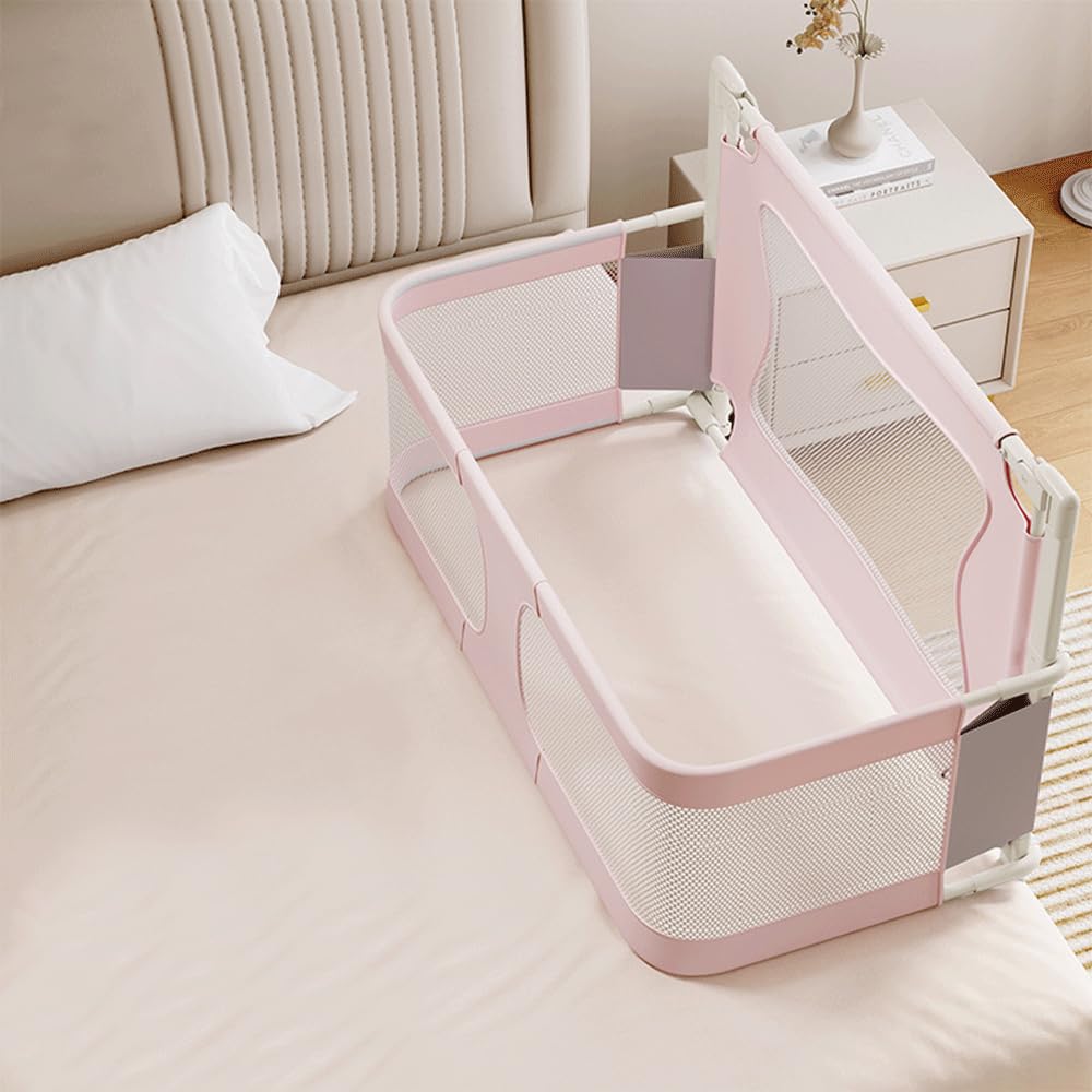 Kedia 1 reja para cuna, valla plegable, riel de cama, barrera de protección para cama infantil para niños, cuna, protección contra caídas (rosa-120 x 50 x 105 cm)