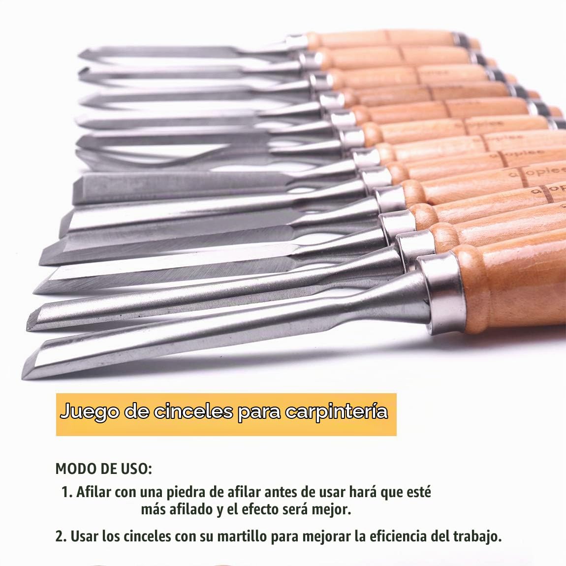 ATOPLEE Juego de 12 cinceles de tallado de madera para carpintería, herramientas profesionales de gubia de madera con caja y bolsas enrollables para carpintero, regalo para artesanos en la mayoría de