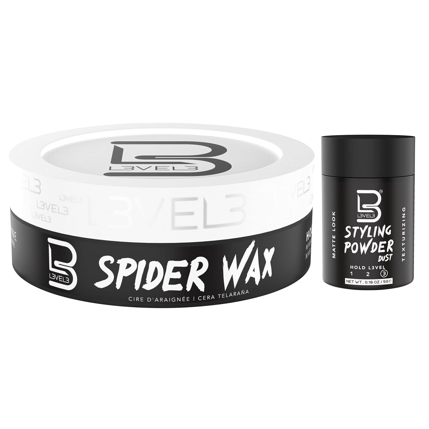 L3 Level 3 Spider Wax and Styling Powder for Men, Strong Hold