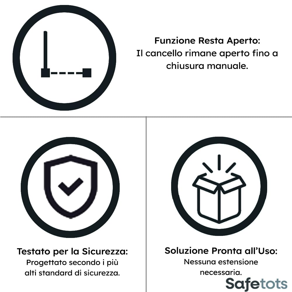 Safetots Cancelletto di Sicurezza Extra Alto in Metallo con Chiusura a Pressione, 68,5cm - 75cm, Bianco, 104cm di Altezza, Cancelletto per Scale Extra Alto, Cancelletto per Bambini Alto