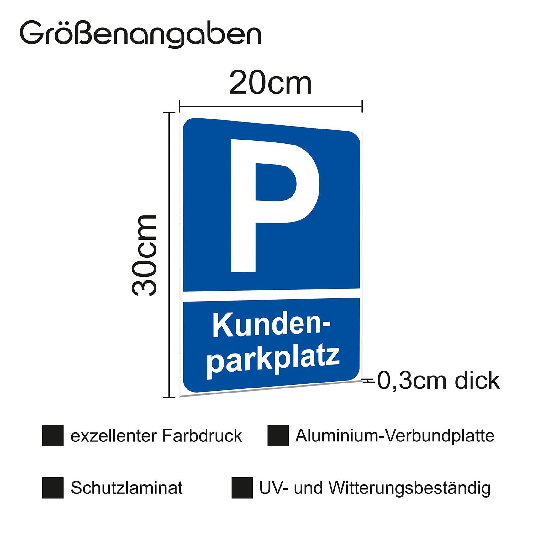 Safety Sign 20 x 30 cm Aluminium Composite Plate for Fence Gate Door Posts Weatherproof Aluminium Sign without Drilling Holes Parking Sign (01 Customer Parking Space) - Image 2