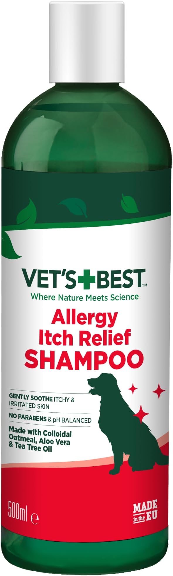 Vet's Best Allergy Itch Relief Dog Shampoo, Cleans and Relieves Discomfort from Seasonal Allergies, Gentle Formula 500ml