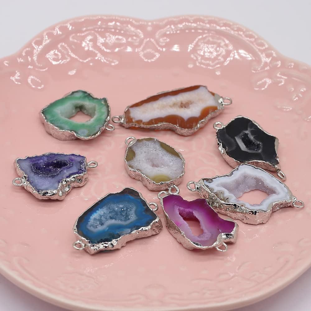 QSLLER 5 Pcs Natural Stone Connectors,Irregular Shape Natural Agate Pendant Charms DIY for Necklace or Jewelry Making - Image 9