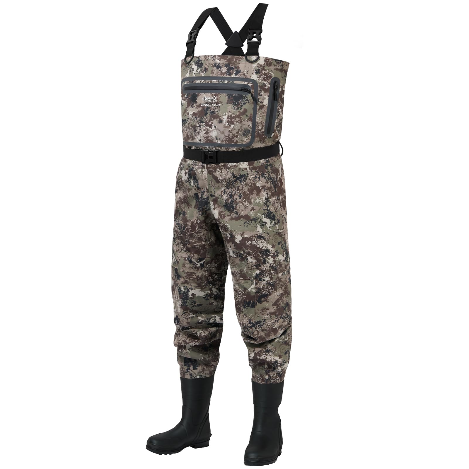 BASSDASH FW11 Herren Wathose für Fliegenfischen, Jagd, leicht, atmungsaktiv, Schwarz