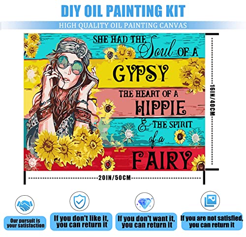 Paint by Numbers for Adults Beginner Oil Painting Kit for Kids,Inspirational Paint by Number Kits with Paint Brushes,DIY Hippie Acrylic Paint Adults\' Paint-by-Number Kits Home Decor 16X20Inch