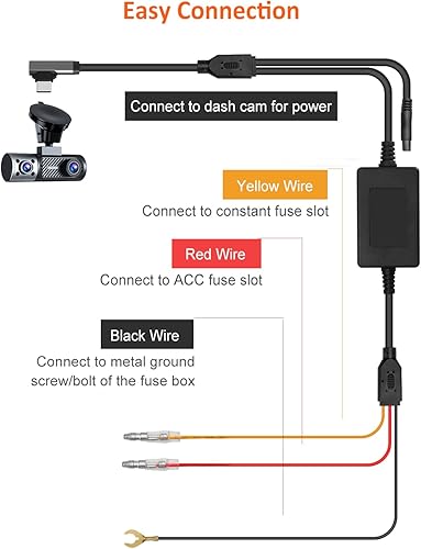 Miniatura 6 de NexiGo Kit de cable duro para cámara de tablero con kit de fusibles para D621, kit de cable duro de 11.48 pies para cámara de tablero con puerto