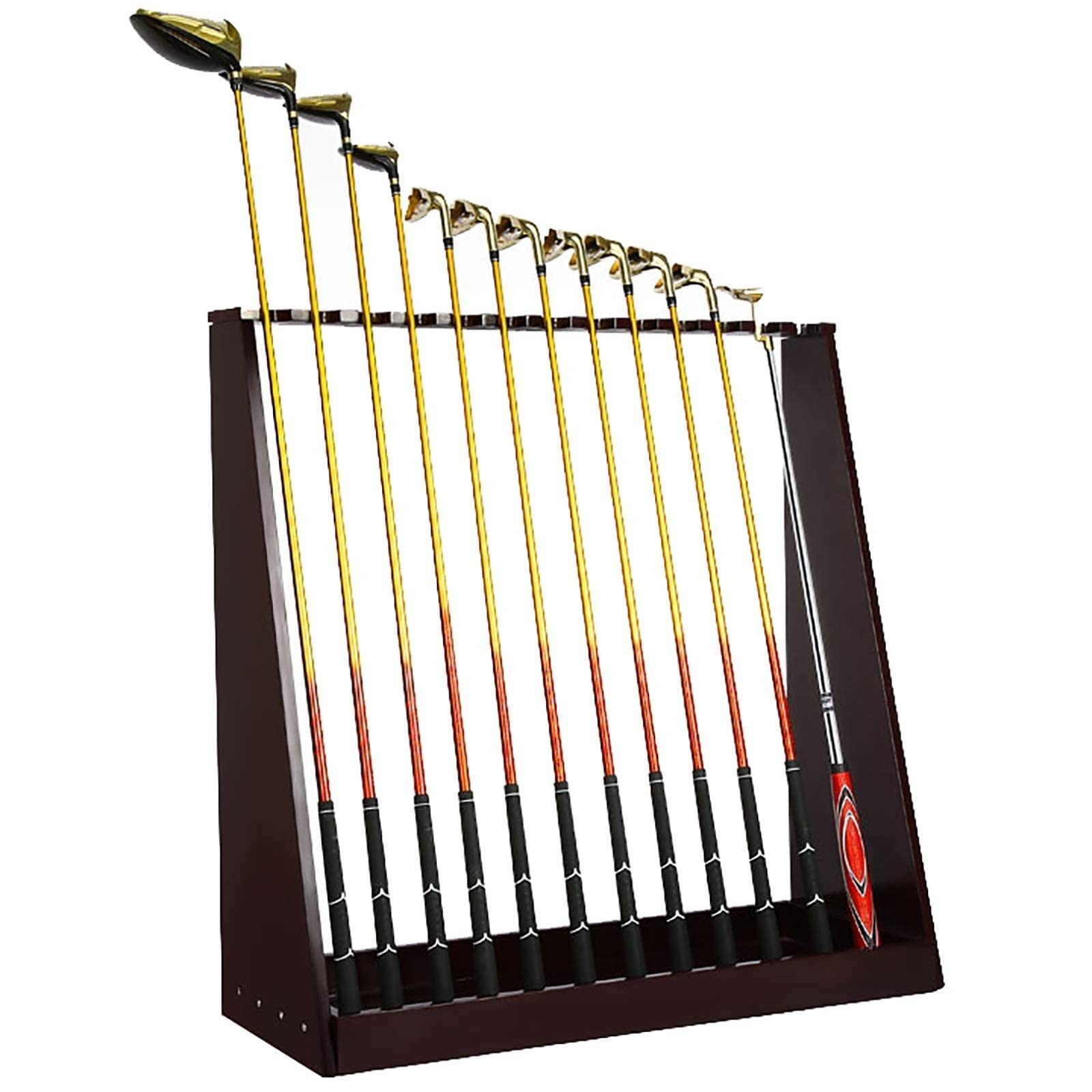 XQAQX Indoor Golf Club Rack Organiser, Wood 13 Putter Holder Golf Clubs Display Stand, Outdoor Golf Club Equipment Storage Rack