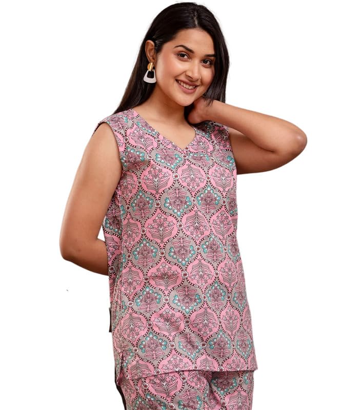 Stylish Women’s Printed Sleeveless Cotton Tops – Casual Summer Tops for Women & Girls