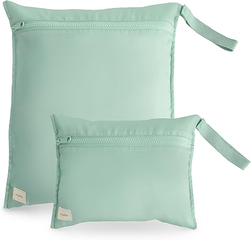 Miniatura 11 de mushie Bolsas húmedas resistentes al agua | Bolsa de almacenamiento reutilizable grande y pequeña para artículos de bebé y viajes | Bolsillos con