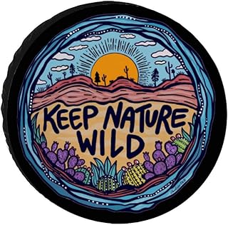 SUVタイヤカバー タイヤ 収納 屋外自動車 RV タイヤ 保管 防水生地 カー用品 防紫外線 スペアタイヤカバー ジムニー タイヤカバー 完全防水 タイヤ カバー 背面 14インチ,15インチ,16インチ,17インチ タイヤ 保管カバー 4WD 自然を野生に保つ keep nature wild6 16inch