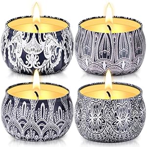Hausware Citronella Candles – 4 Pack Citronella Candles Outdoor Set，Indoor Scented Soy Wax Candles Portable Travel Tin Gift Set for Home Garden Patio Balcony Decorative