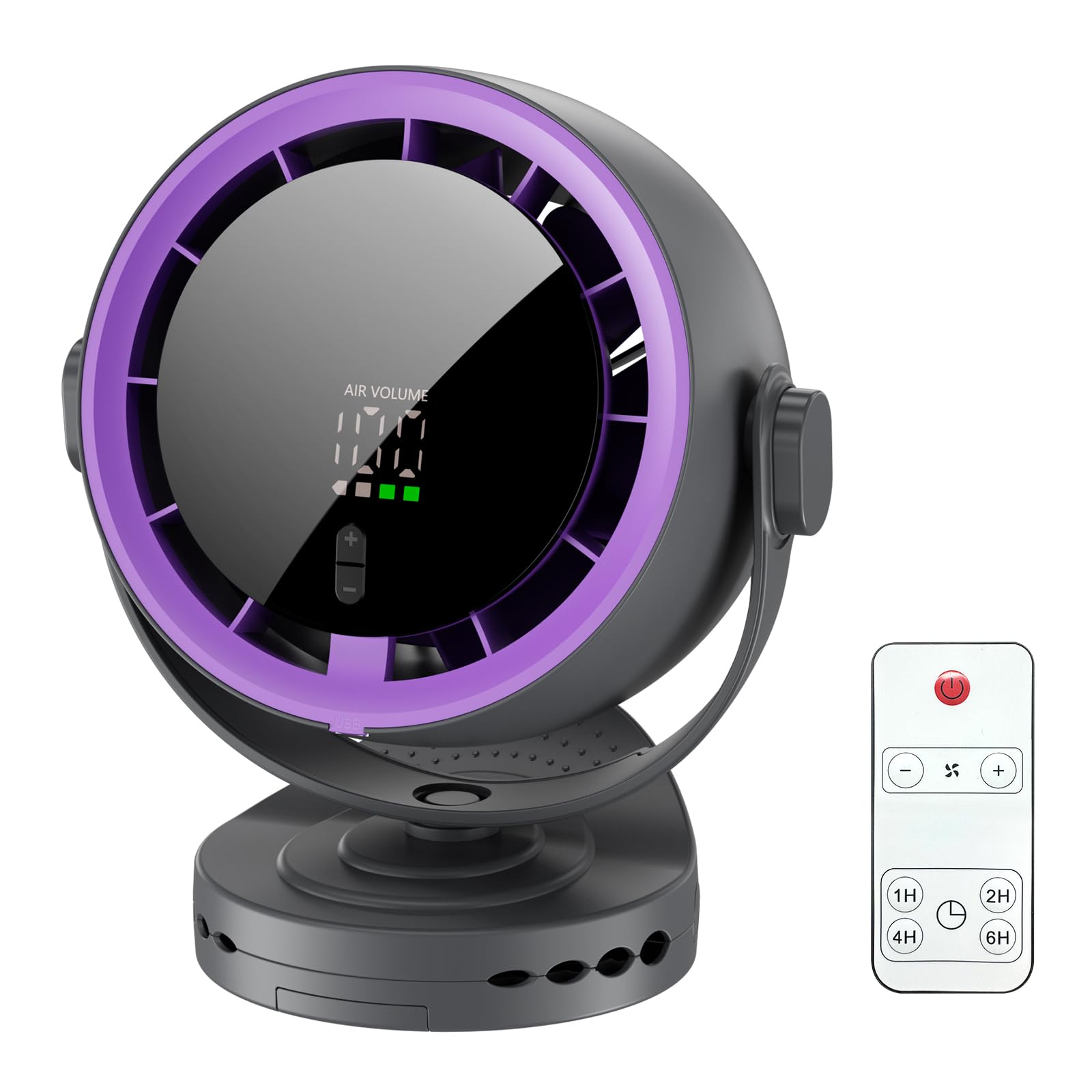 Clip on Fan, Desk Fans & Wall Mount 3-in-1 Design, Rechargeable 5000mAh USB Fan with Remote, 5 Speeds & 4 Timer, Dual 360° Rotation, Small Table Fans for Bedroom, Kitchen, Office, Grayish Purple