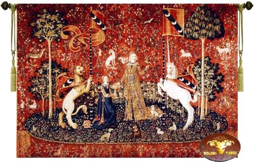 Decor Plus Taste-The Lady and The Unicorn Medieval Jacquard Woven 55" w X 41" l Wall Hanging Tapestry