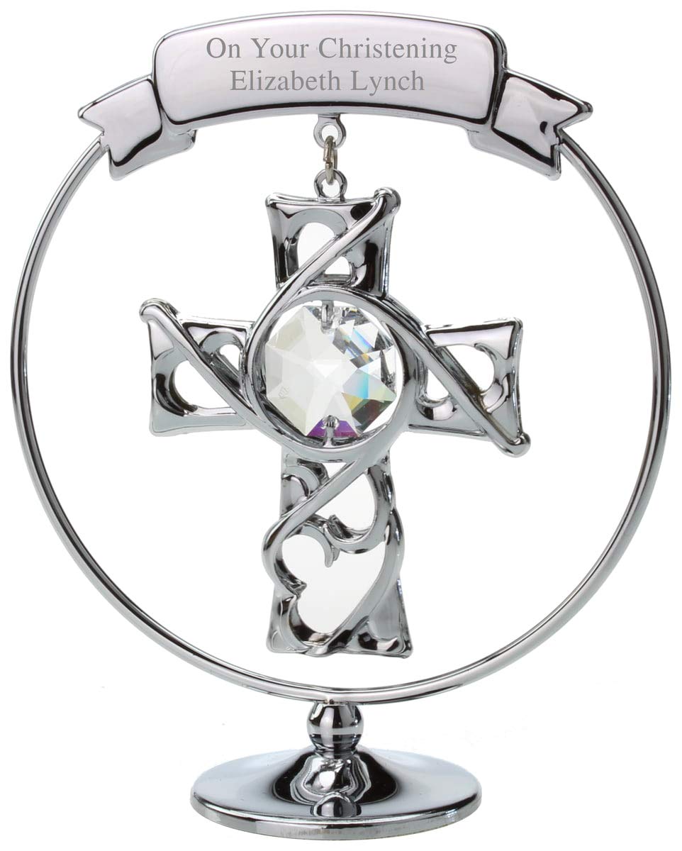 Go Find A Gift Clear Personalised Engraved Crystocraft Cross Ornament