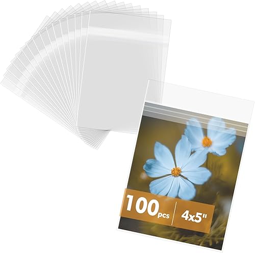 Miniatura 24 de Mat Board Center - Paquete de 100 fundas de plástico transparentes resellables de 4 3/4 x 6 1/2 pulgadas, bolsas de polipropileno autosellables