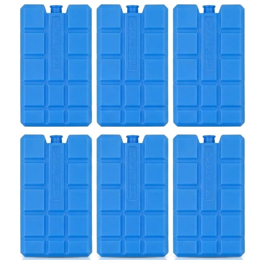 Freezer Reusable Ice Packs Long Lasting Cooling Blocks for Cool Bags & Lunch Boxes Leak Resistant Freezer Packs Travel Picnic Camping Food Storage Cooler Accessories (6 Pack)