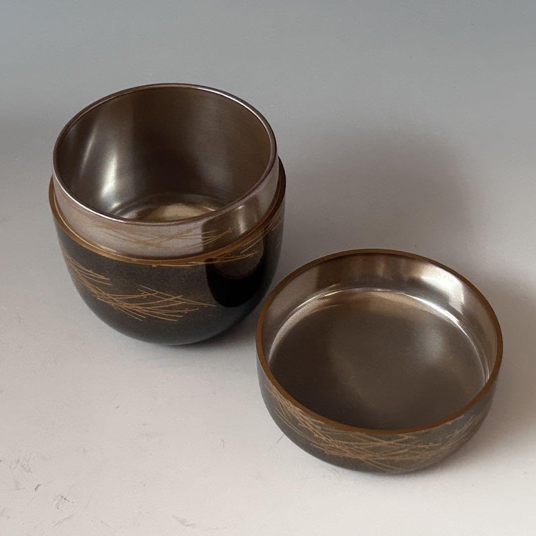 茶道具敷松葉蒔絵内銀大棗吉田華正共箱漆芸薄茶茶会棚山中塗