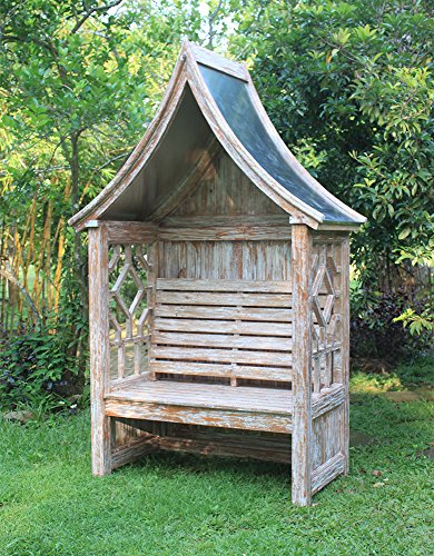 Strandkorbwerk Banco de hojas de caoba Summer Light White Wash galvanizado