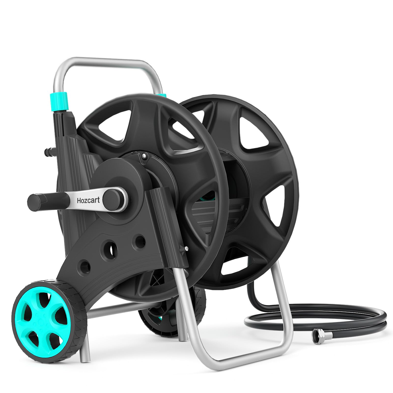 Garden Hose Reel for Outside,Hold Up to 100-120 ft of 5/8’’ Hose,Metal Hose Reel Cart with Adjustable Armrests and 2 Wheels,Durable Water Hose Holder for Garden, Yard, Lawn