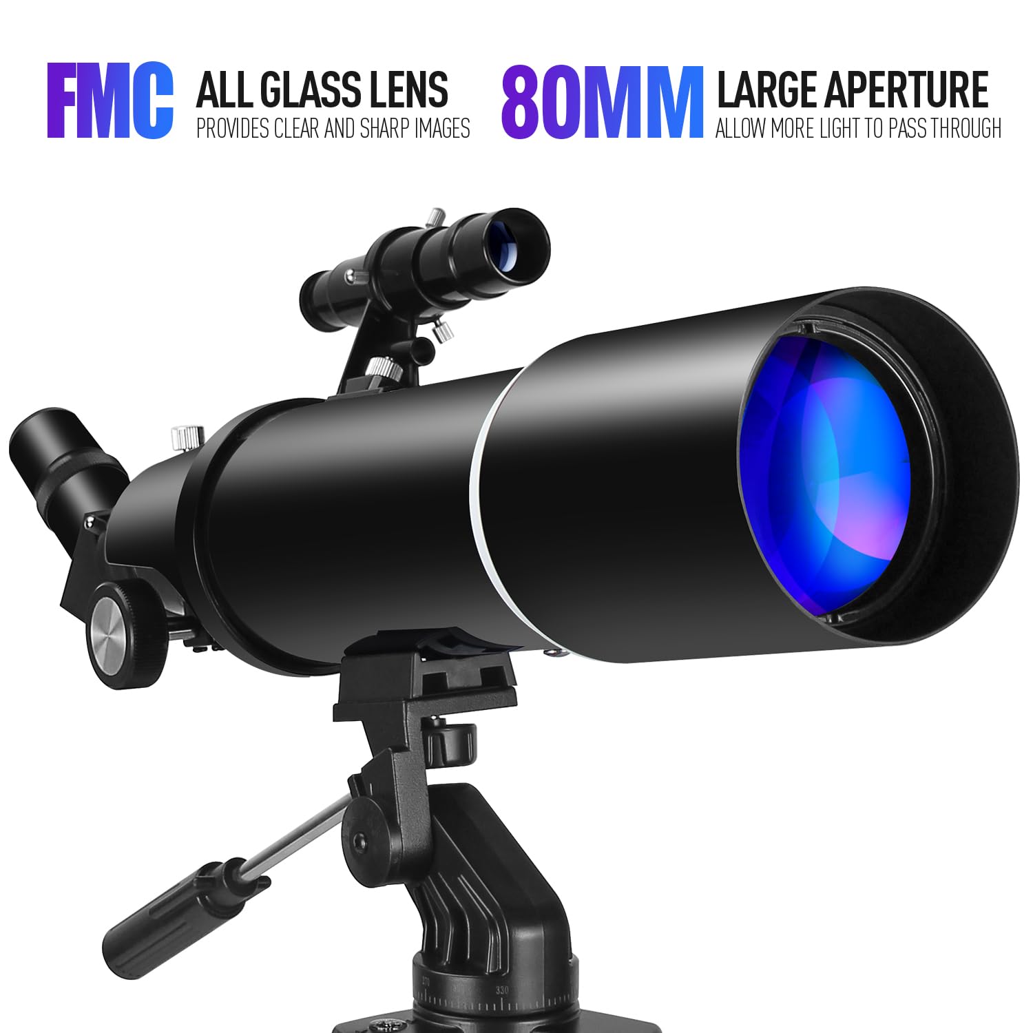 Teleskope für Erwachsene Astronomie, 80mm Blende 600mm Refraktorteleskop für Kinder & Anfänger, Kompaktes und tragbares Reiseteleskop mit Rucksack
