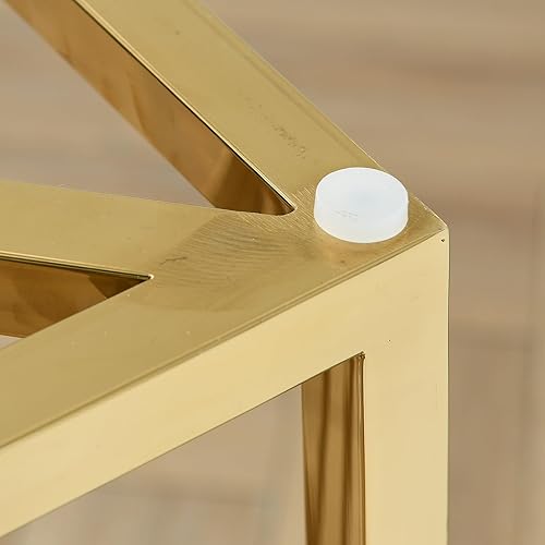 Miniatura 171 de Mesa auxiliar moderna de cristal de 20 pulgadas con marco de metal, mesa de noche, mesa esquinera para sala de estar, oficina en casa, dormitorio