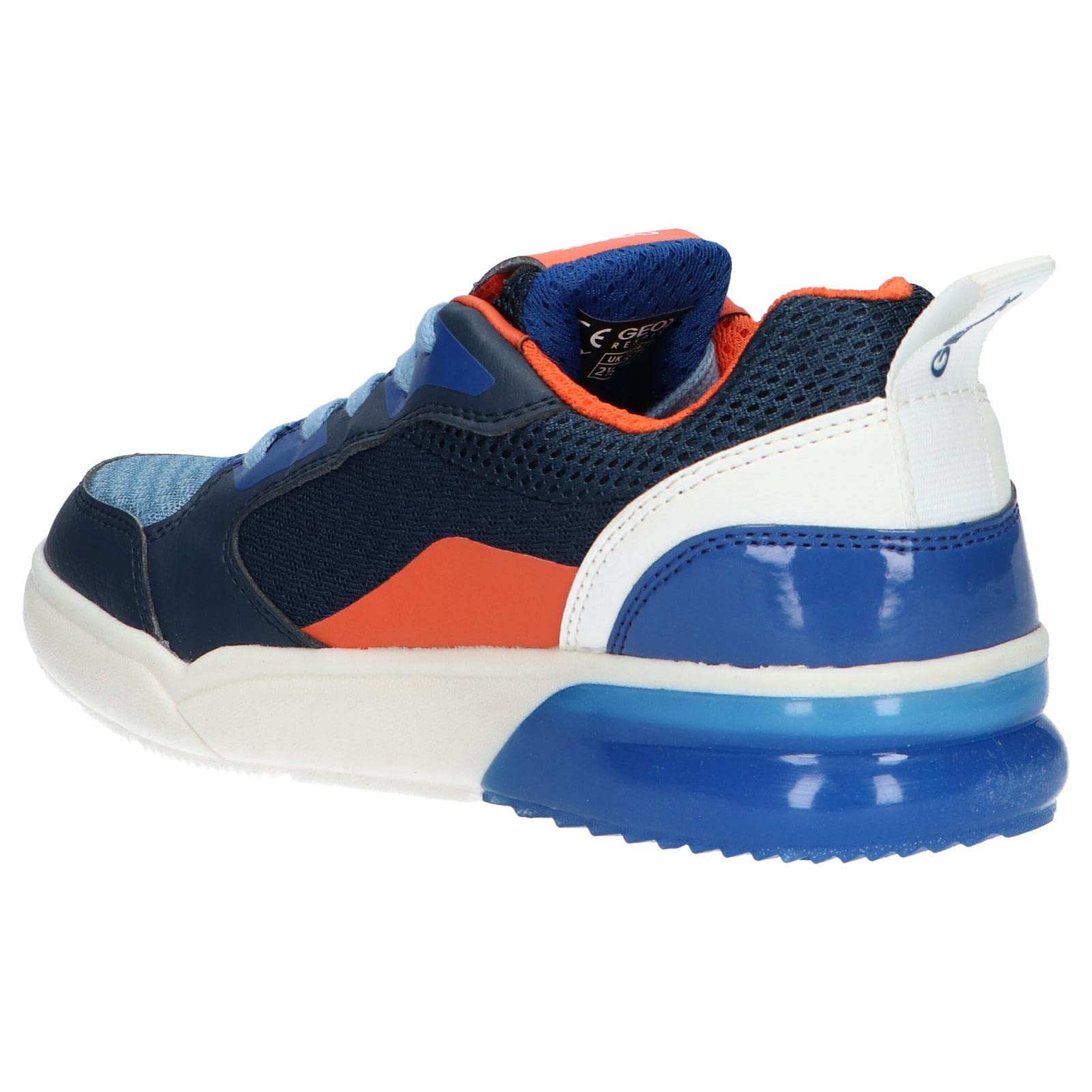 Geox Bambino Scarpe Stringate Basse J GRAYJAY Boy, Ragazzo Sneaker, Lacci,Scarpe da Strada,Sportivo,Elegante,Casuale,Navy/Orange,32 EU / 13 UK Child