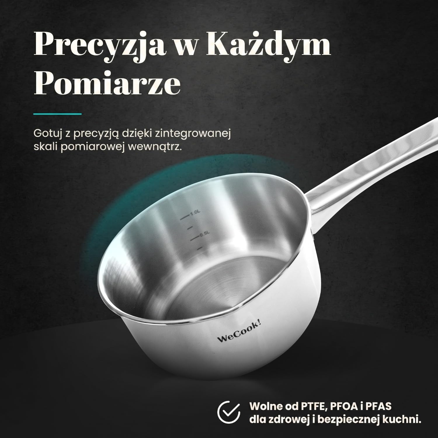 Wecook! Rondel 12 cm, mały, mały garnek indukcyjny 0,7 l, stal nierdzewna, możliwość układania w stos, na małe porcje, do gospodarstwa domowego