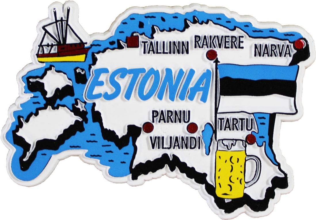 Estonia Country Outline Refrigerator Magnet, Approximate Size 2 inch x 3 inch