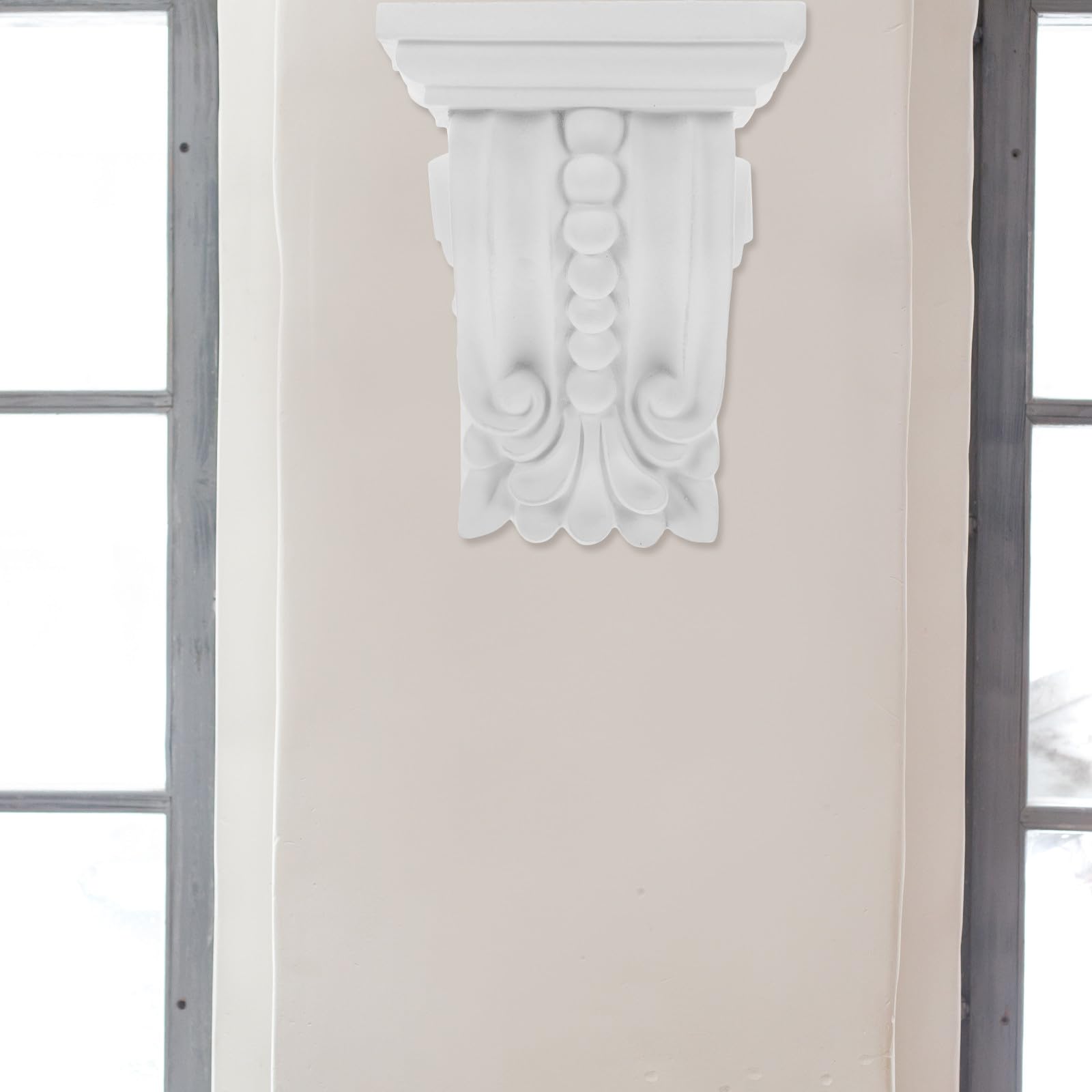 MAGICLULU Ménsula Decorativa de Columna Europea Tallada en Pu Blanca 11,5 Cm para Molduras y Superposiciones de Muebles, Aplique para Esquina, Decoración para Hogar y Sala de Estar