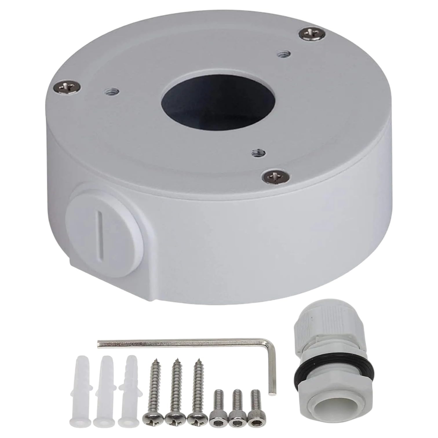 Waterproof Security Camera Mount – Durable ABS Junction Box for Bullet & Dome Cameras.Conceals Cables and installs Easily for Outdoor CCTV. (Heavy Plastic Small Round Camera Box)-picture-21