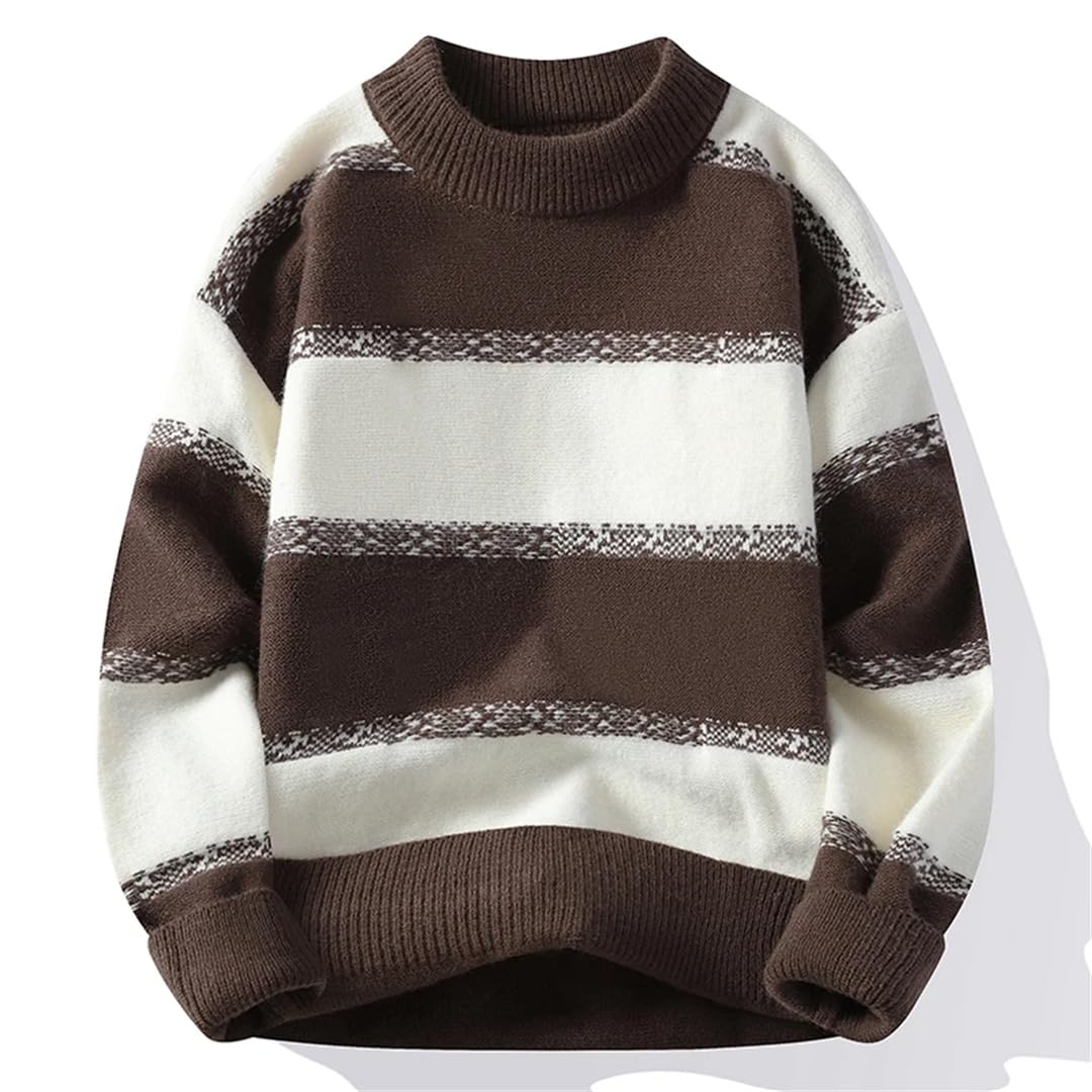 Maglione da uomo a maniche lunghe a righe Harajuku natalizio morbido e caldo