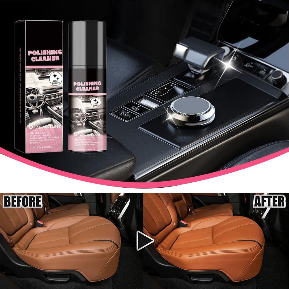 Rakiuty Interior Beauty Spray,Multifunctional Car Cleaner,Car Interior Spray,Polish Cleaner for Car Interior,Car Plastics Car Interior Cleaner,Spray para Pulir Interiores de Automóviles