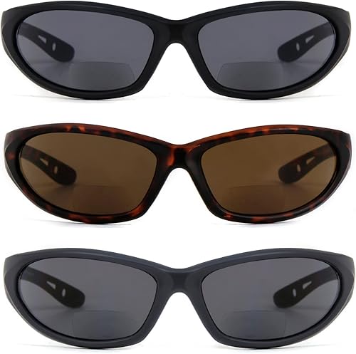 Miniatura 2 de 3 pares de lentes de sol de lectura bifocales para hombres y mujeres, gafas de sol cuadradas deportivas vintage con tramposos integrados