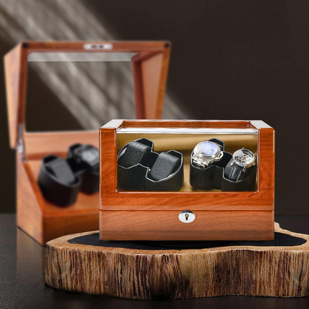 Scatola Carica Orologi in Pelle PU per Orologi Automatici con 6 Scomparti, Motore Silenzioso, 5 modalità di Rotazione, Cuscino Morbido e Ricarica a 3 Vie.，