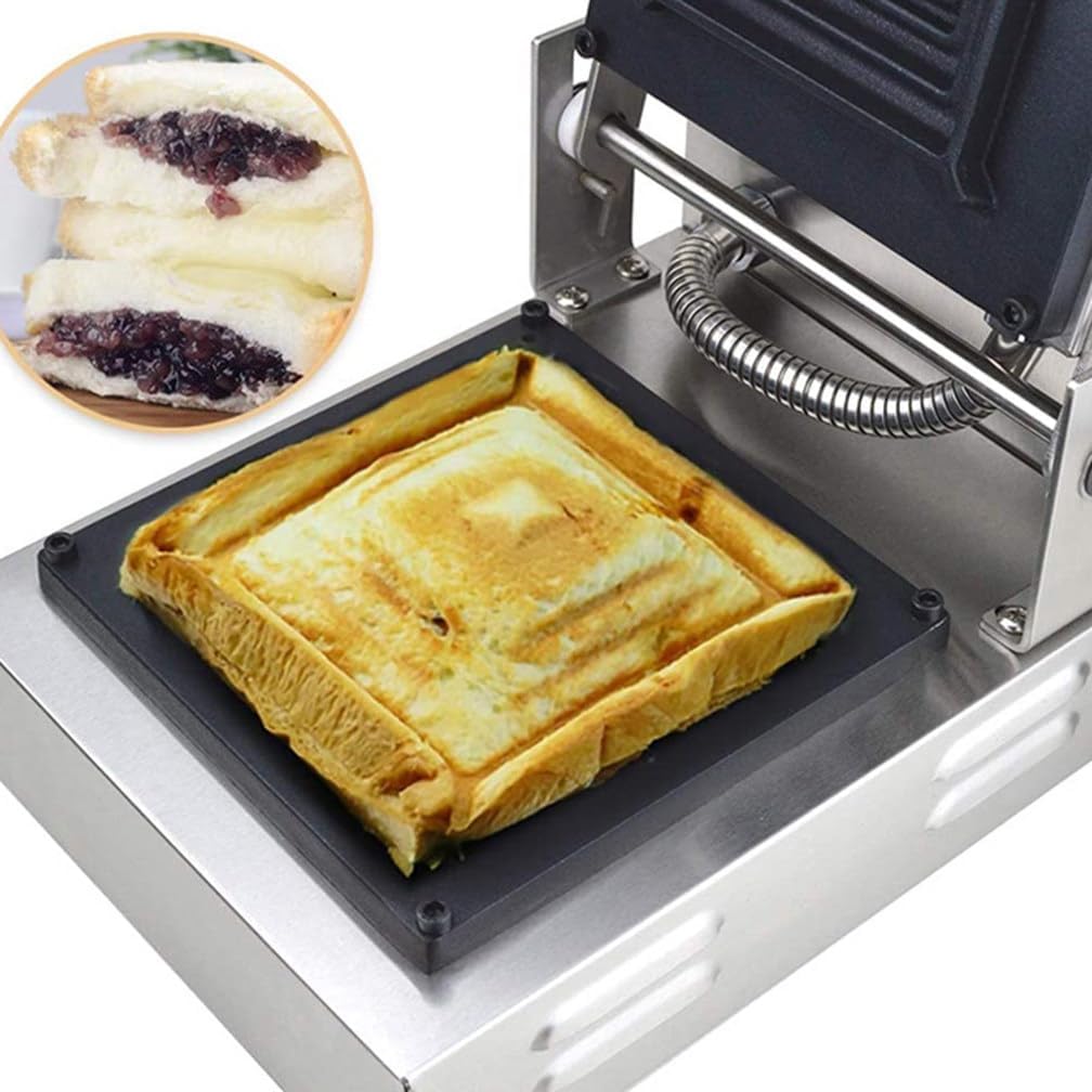 Electric Sandwich Panini Press Grill, Electric Sandwich Toaster Press, Grilled Cheese Maker with Square Non-Stick Coating, for Hamburgers Steaks Bacons