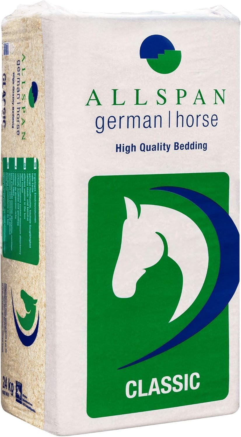Pferdeeinstreu Einstreu Hobelspäne Holzstreu Allspan German Horse Classic 19 kg – 100% unbehandelte Weichholzspäne, staubarm, extrem saugfähig & hygienisch für Pferdebox - 4