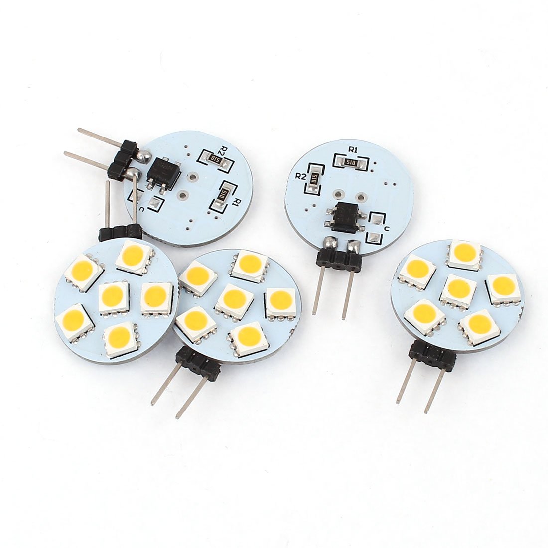 Uxcell Light/White Sourcingmap 5 X Energy Saving G4 5050 Surface Mounted Devices 6 Led Cabinet Bulb Lamp Warm